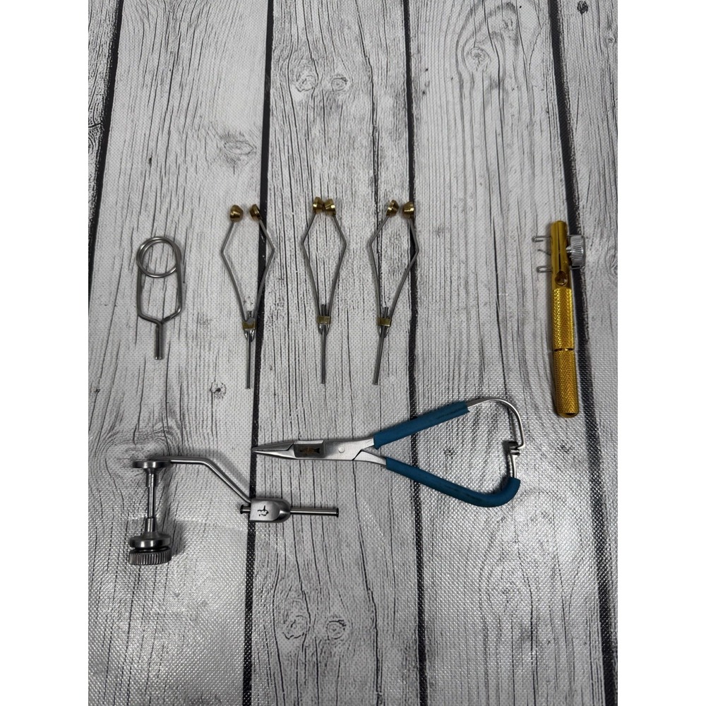 Fly Tying Tools Lot Kingfisher Bobbin Whip Finisher Pliers Needle 7pc